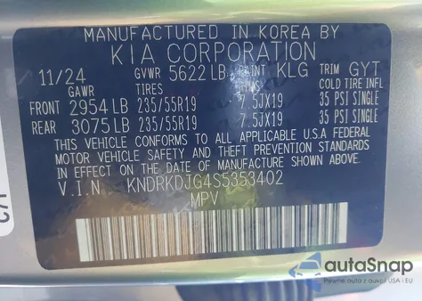 2025 Kia Sorento Hybrid Sx Prestige from USA, damaged, VIN KNDRKDJG4S5353402